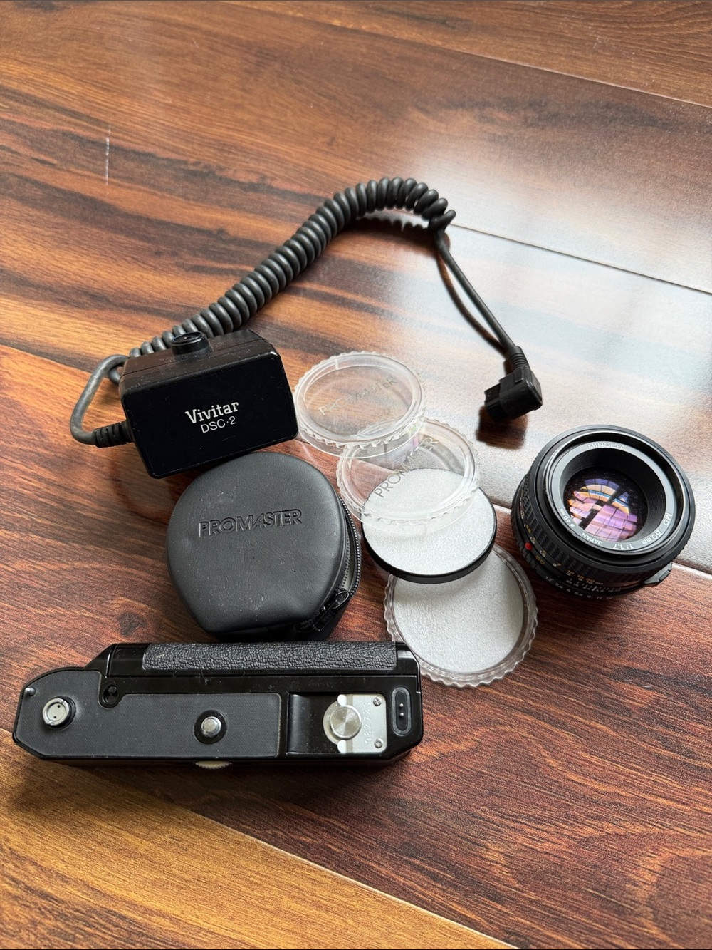 VTG Lot Camera Lens and Accessories Minolta Promaster Rolev Cannon Japan